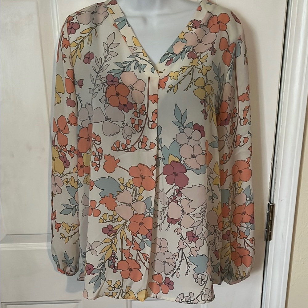 Floral V-Neck Blouse - Multicolor